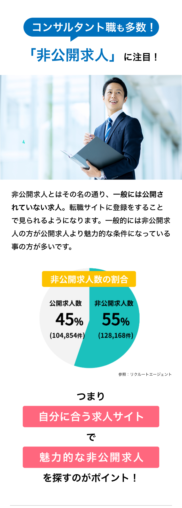 コンサルタント職も多数!
「非公開求人」に注目!
